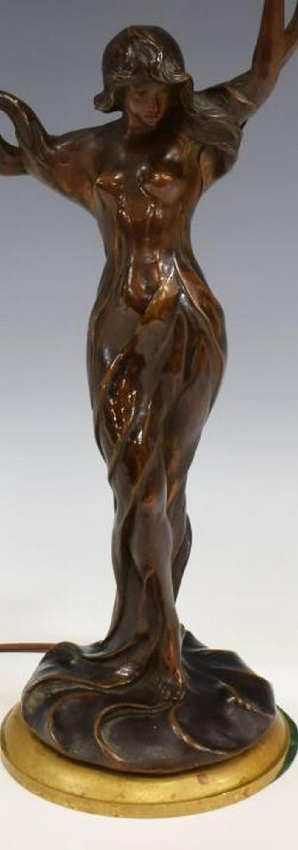 MARCEL DEBUT (D.1933) ART NOUVEAU TABLE LAMP (1 of 5)