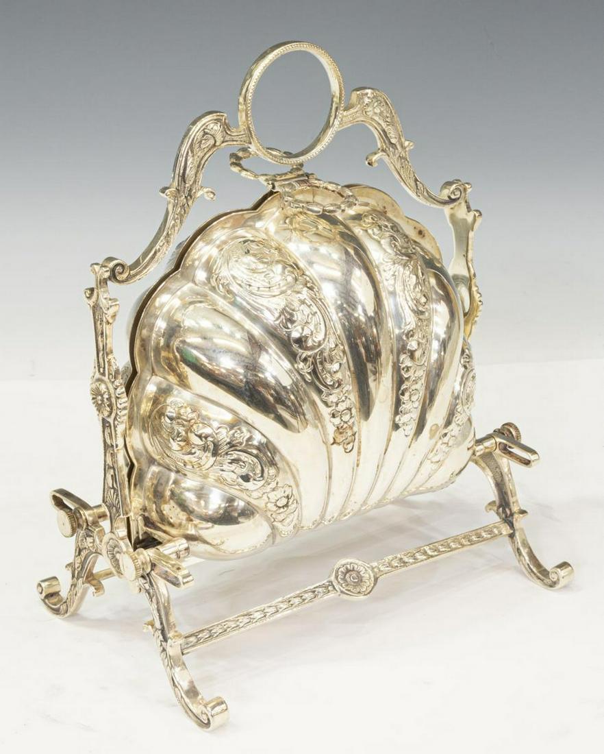 ENGLISH SILVER PLATE SHELL MUFFINEER BUN WARMER (1 of 3)