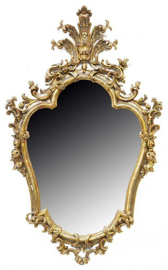 ITALIAN FLORENTINE GILT WALL MIRROR, 51" X 31" (1 of 4)