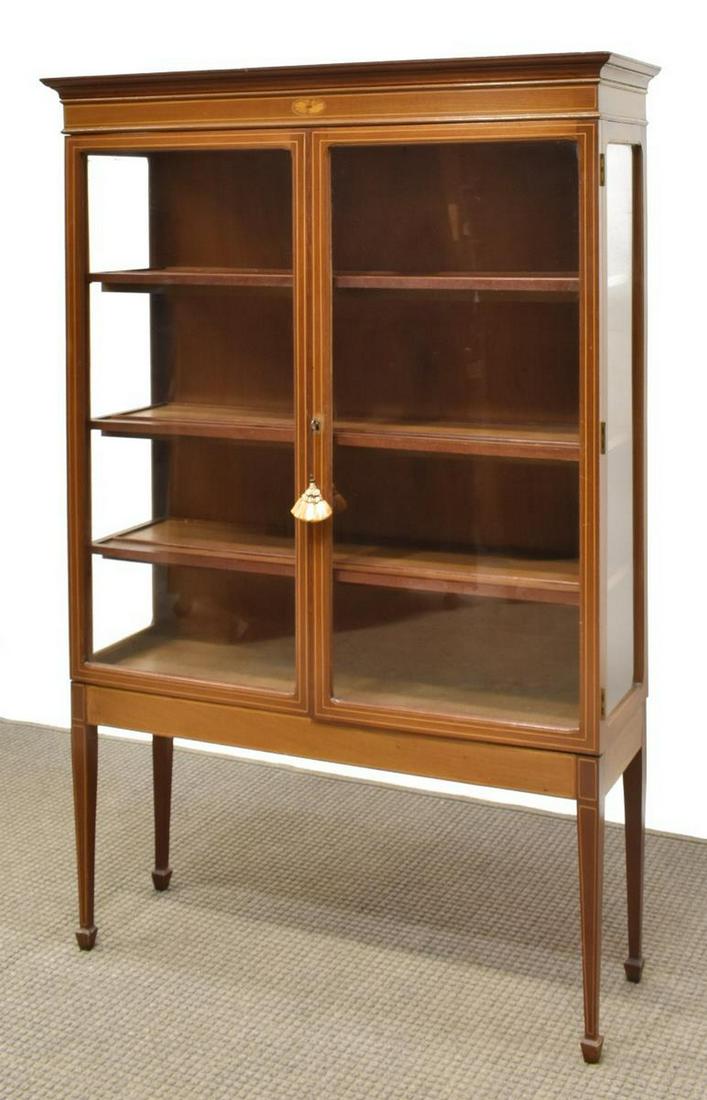 HEPPLEWHITE STYLE MAHOGANY GLAZED DISPLAY CABINET (1 of 3)