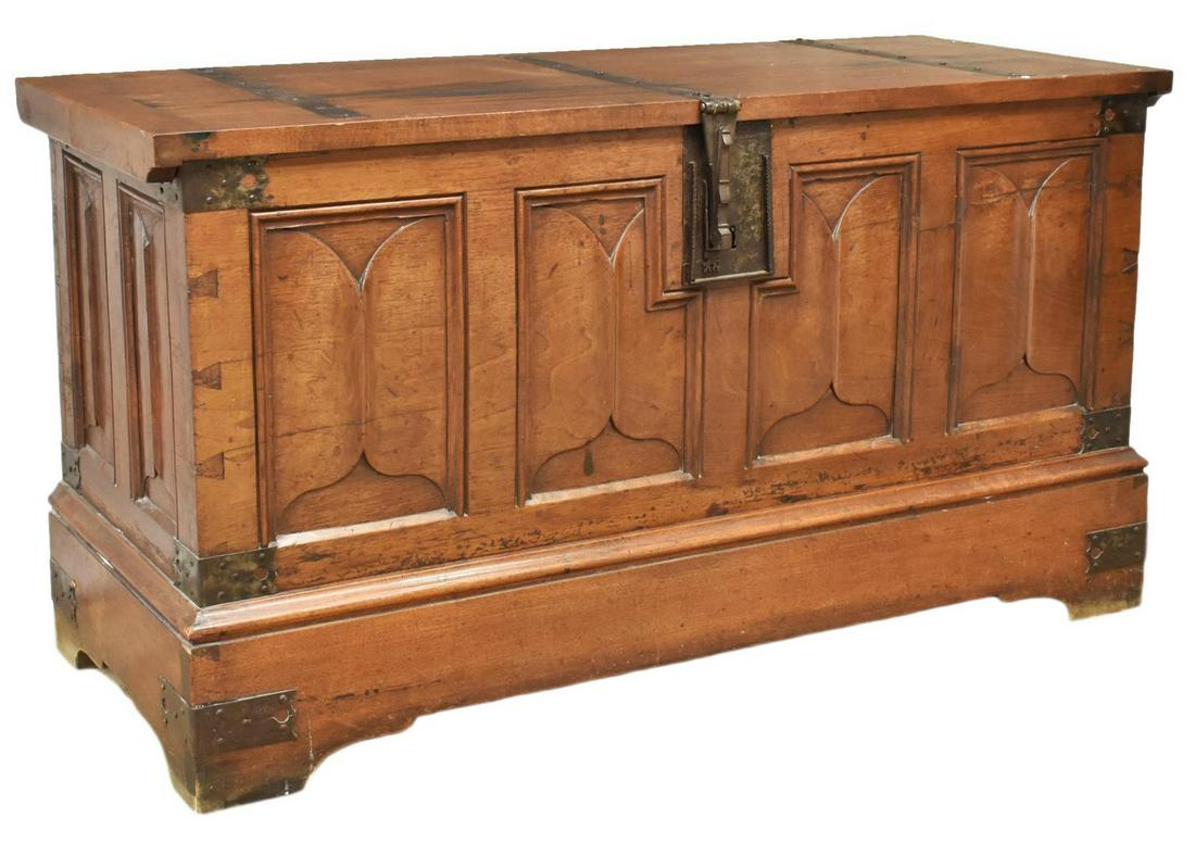 FRENCH WALNUT WEDDING CHEST, 18TH C. (1 of 5)
