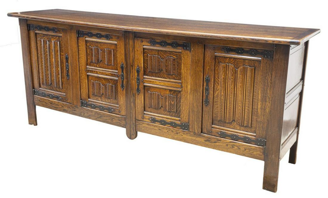 FRENCH GOTHIC STYLE CARVED OAK SIDEBOARD (1 of 6)