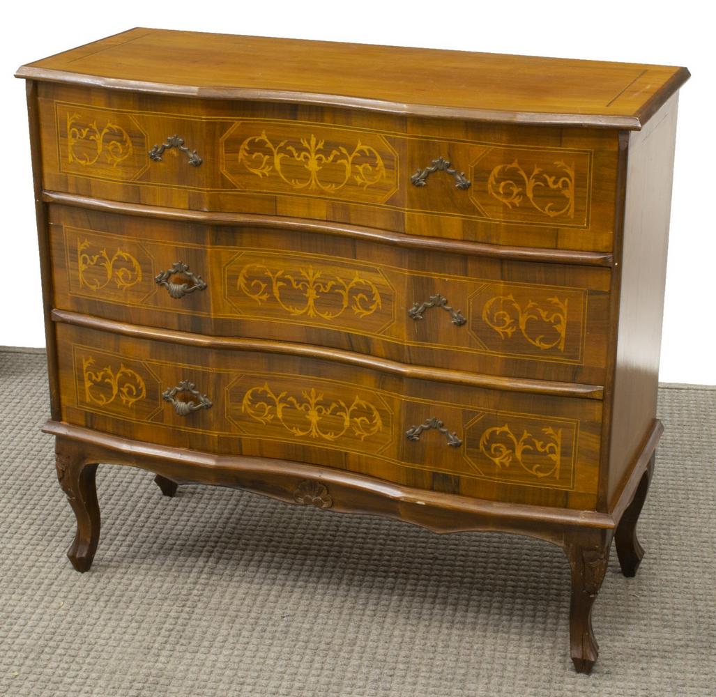 ITALIAN ROCOCO STYLE MARQUETRY INLAID COMMODE (1 of 3)