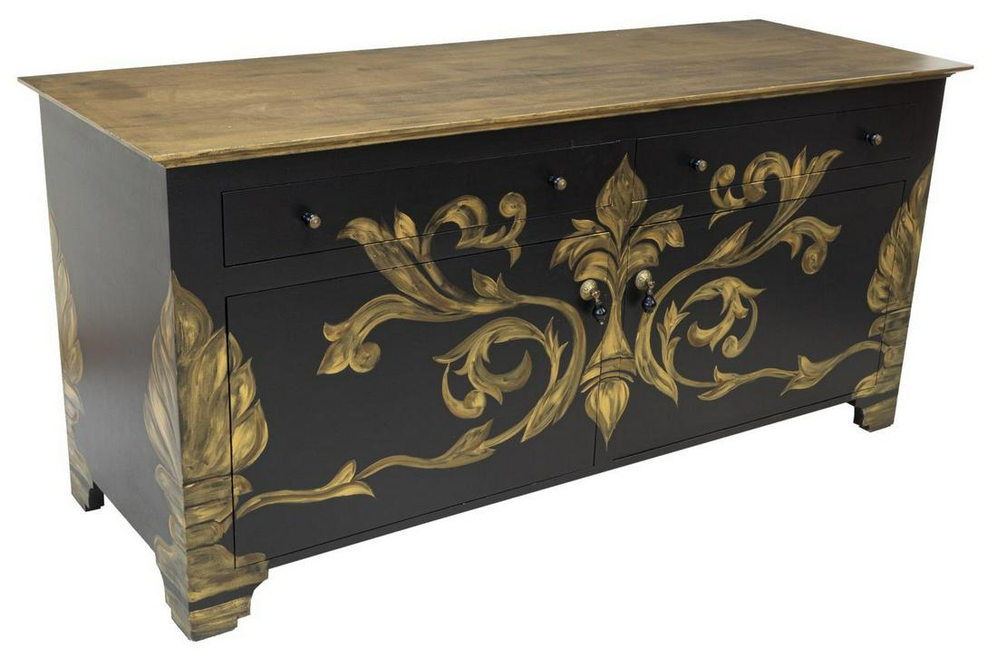 CONTEMPORARY DESIGNER PARCEL GILT CABINET (1 of 5)