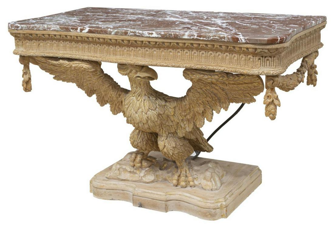 GEORGIAN STYLE MARBLE-TOP CARVED EAGLE CONSOLE (1 of 4)