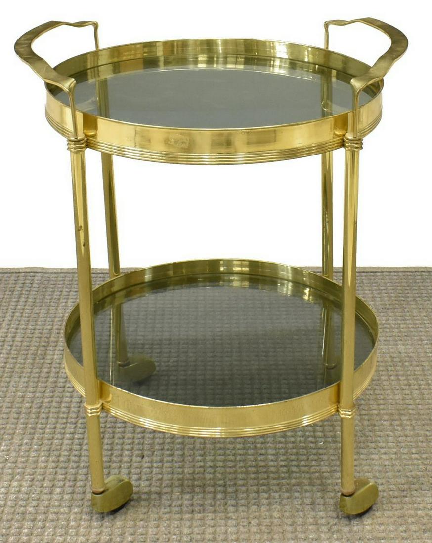 MODERN BRASS & SMOKED GLASS SERVICE BAR CART (1 of 2)