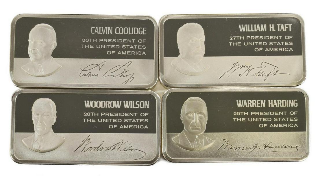(4) FRANKLIN MINT STERLING SILVER BARS TOTAL 41OZT (1 of 2)