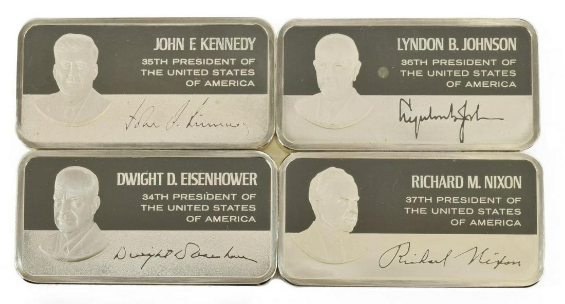 (4) FRANKLIN MINT STERLING SILVER BARS TOTAL 41OZT (1 of 2)