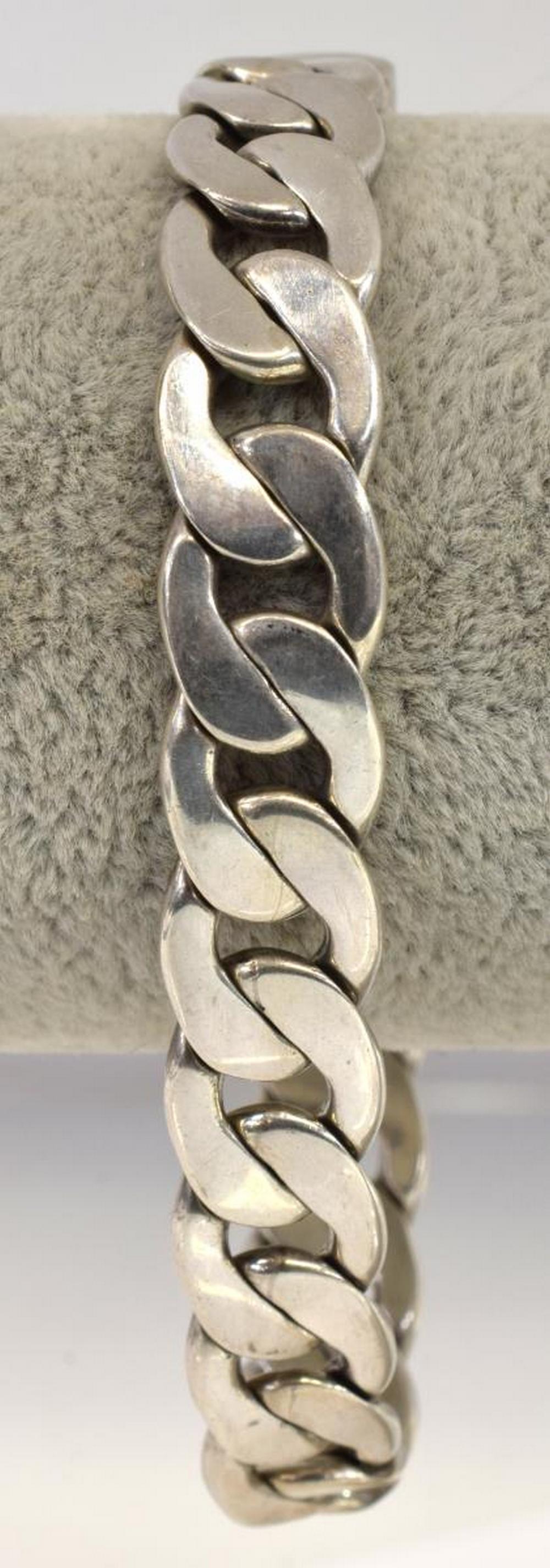 GENTS ITALIAN STERLING & 14KT GOLD LINK BRACELET (1 of 4)