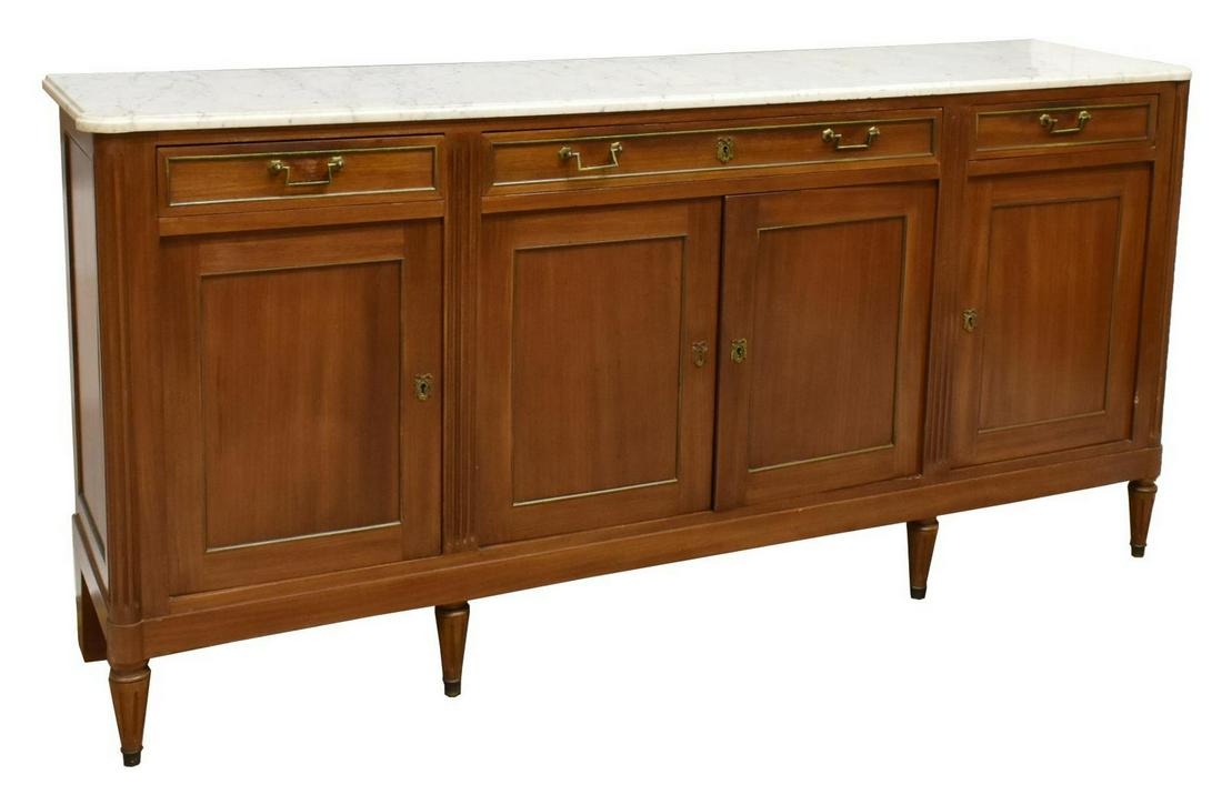 LOUIS XVI STYLE MARBLE-TOP MAHOGANY SIDEBOARD (1 of 6)