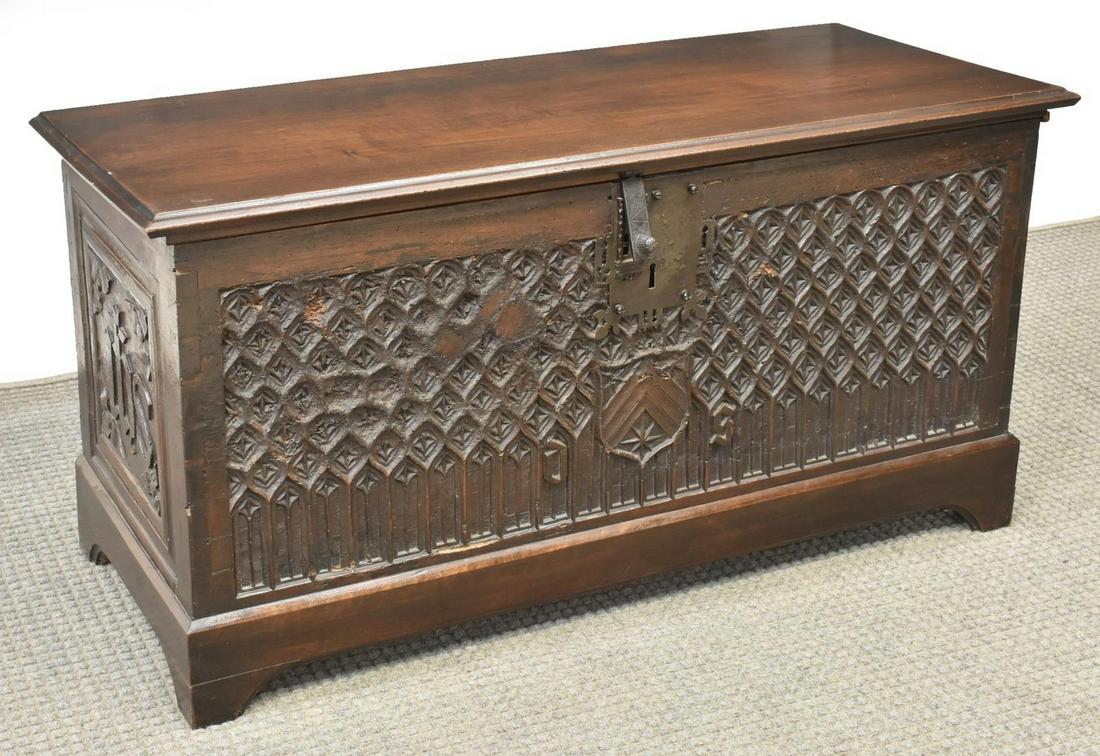 FRENCH GOTHIC REVIVAL WALNUT STORAGE CHEST (1 of 5)