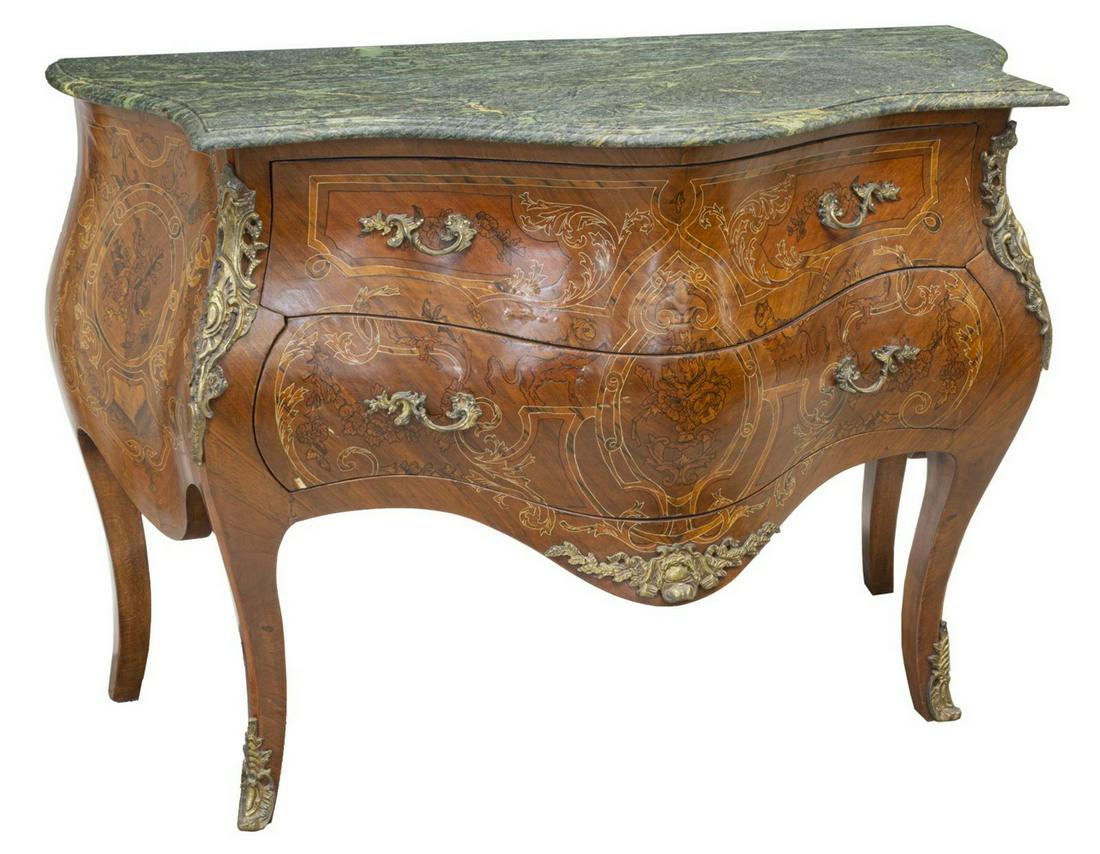 FRENCH STYLE MARBLE-TOP BOMBE COMMODE (1 of 4)