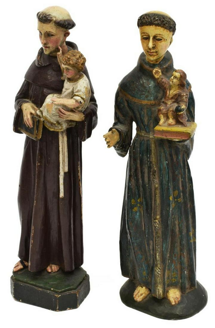 (2) SPANISH CARVED SAINT ANTHONY ALTAR FIGURES (1 of 5)