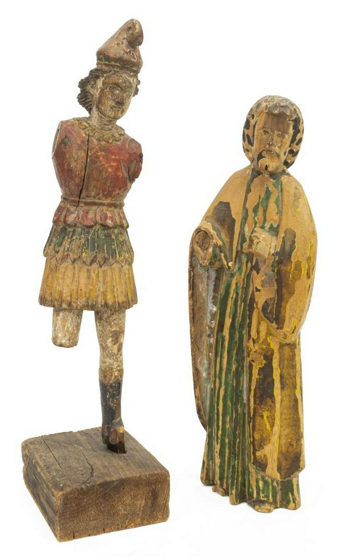 (2) SPANISH CARVED RELIGIOUS ALTAR FIGURES (1 of 3)
