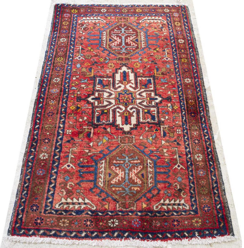 PERSIAN HAND-TIED SERAPI KARAJA RUG 4'6"l x 2'11" (1 of 3)