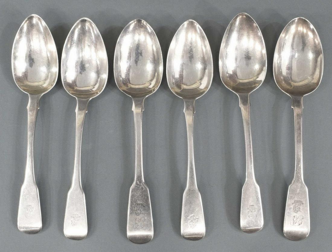 (6) ENGLISH GEORGIAN STERLING FIDDLEBACK SPOONS (1 of 3)