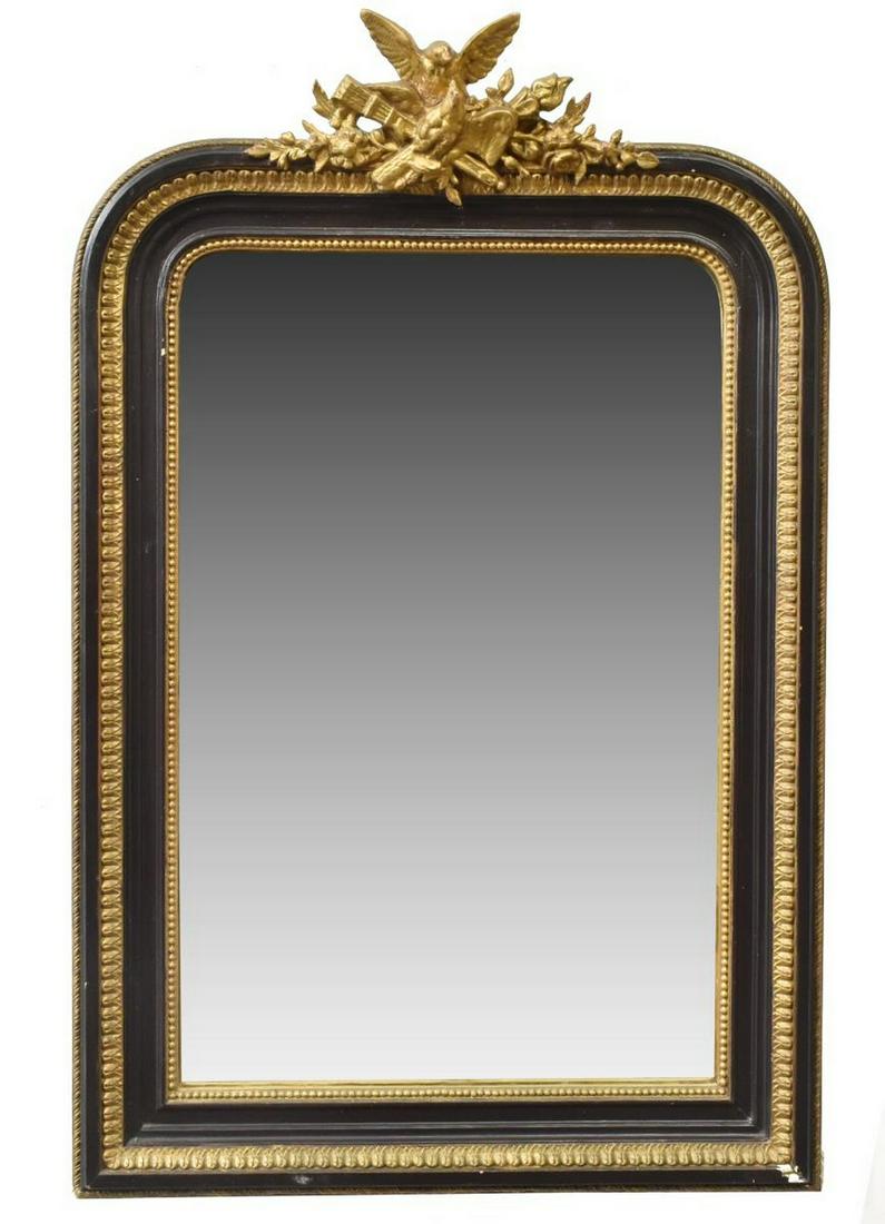 FRENCH NAPOLEON III EBONIZED & GILTWOOD MIRROR (1 of 3)