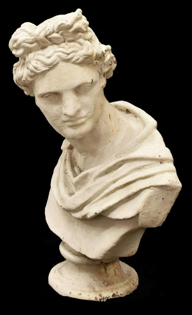 NEOCLASSICAL CAST IRON BUST OF APOLLO (1 of 3)