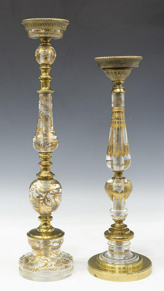 (2) BRASS & GILT PAINTED LUCITE CANDLE HOLDERS (1 of 2)