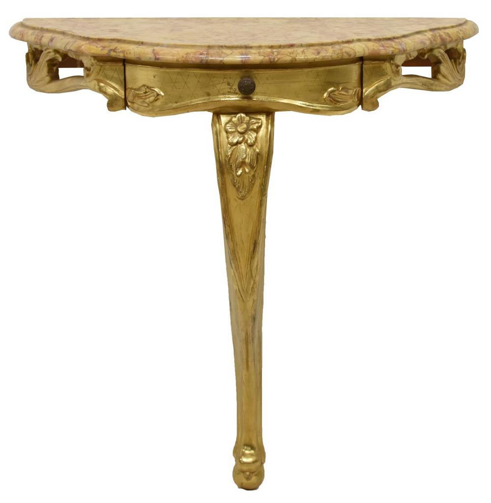 ITALIAN MARBLE-TOP GILTWOOD CONSOLE TABLE BRACKET (1 of 2)