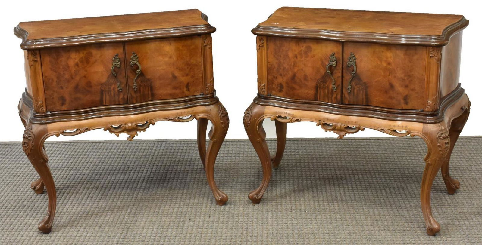 (2) ITALIAN VENETIAN BURLWOOD BEDSIDE CABINETS (1 of 4)