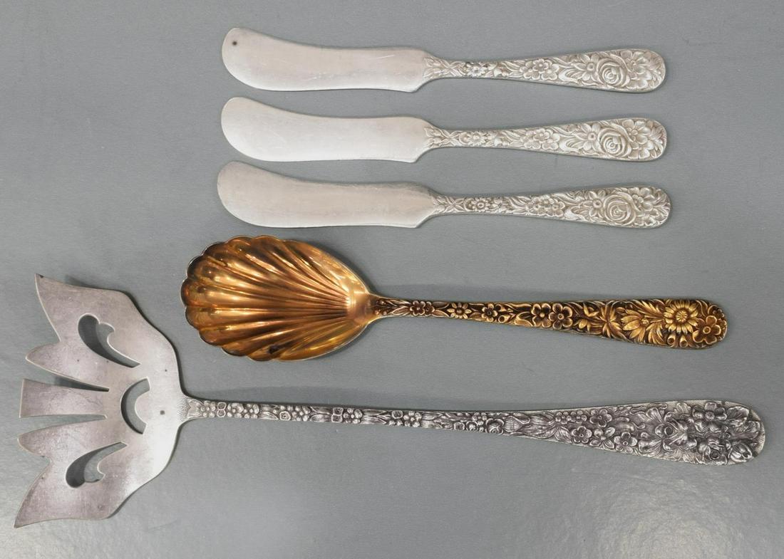 5) KIRK & STIEFF FLORAL REPOUSSE STERLING FLATWARE (1 of 3)