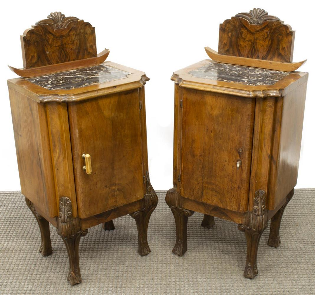 (2) ITALIAN ART DECO MARBLE-TOP BEDSIDE CABINETS (1 of 4)
