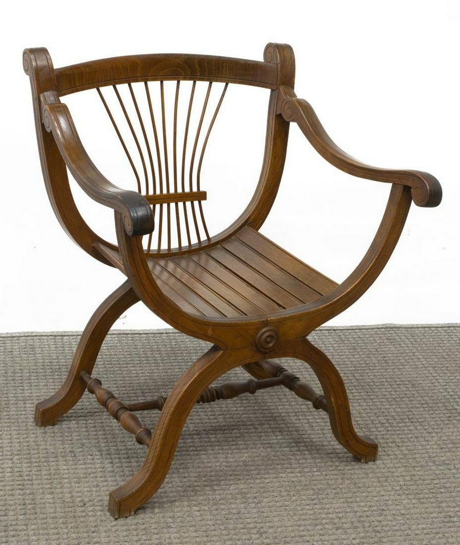 FRENCH NEOCLASSICAL WALNUT CURULE ARMCHAIR (1 of 3)