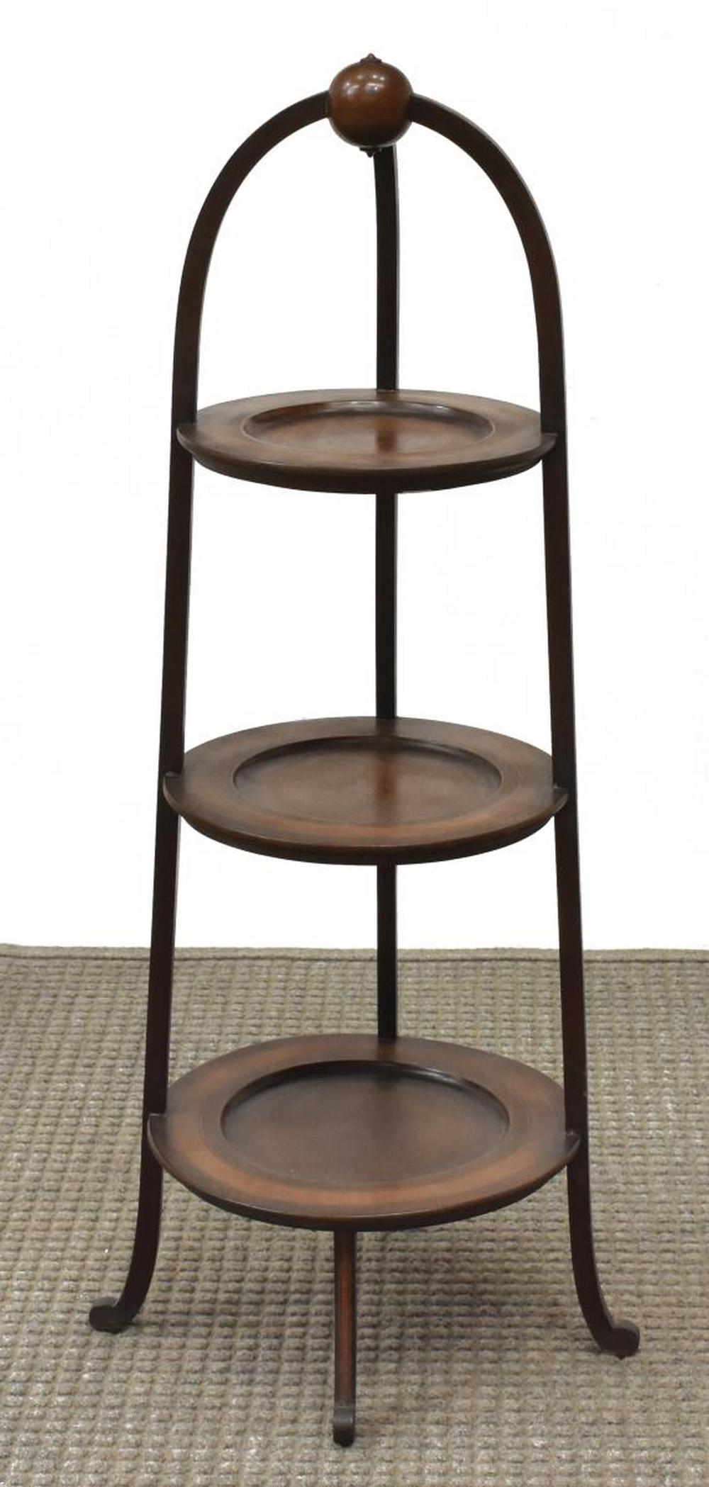 ENGLISH MAHOGANY THREE-TIER MUFFIN CAKE STAND (1 of 2)