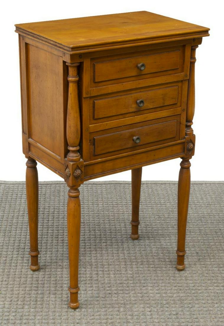 FRENCH FRUITWOOD THREE-DRAWER NIGHTSTAND (1 of 4)