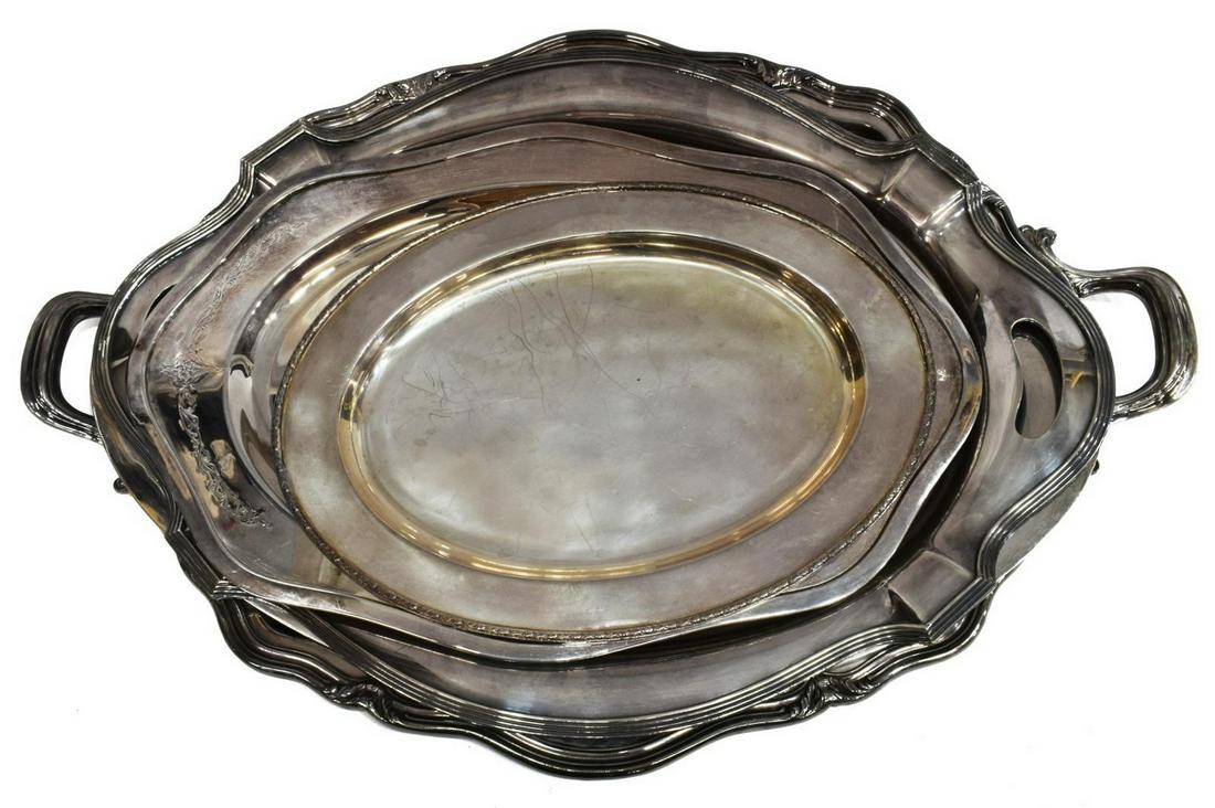 5)COLLECTION SILVER PLATE SERVING TRAYS & PLATTERS (1 of 8)