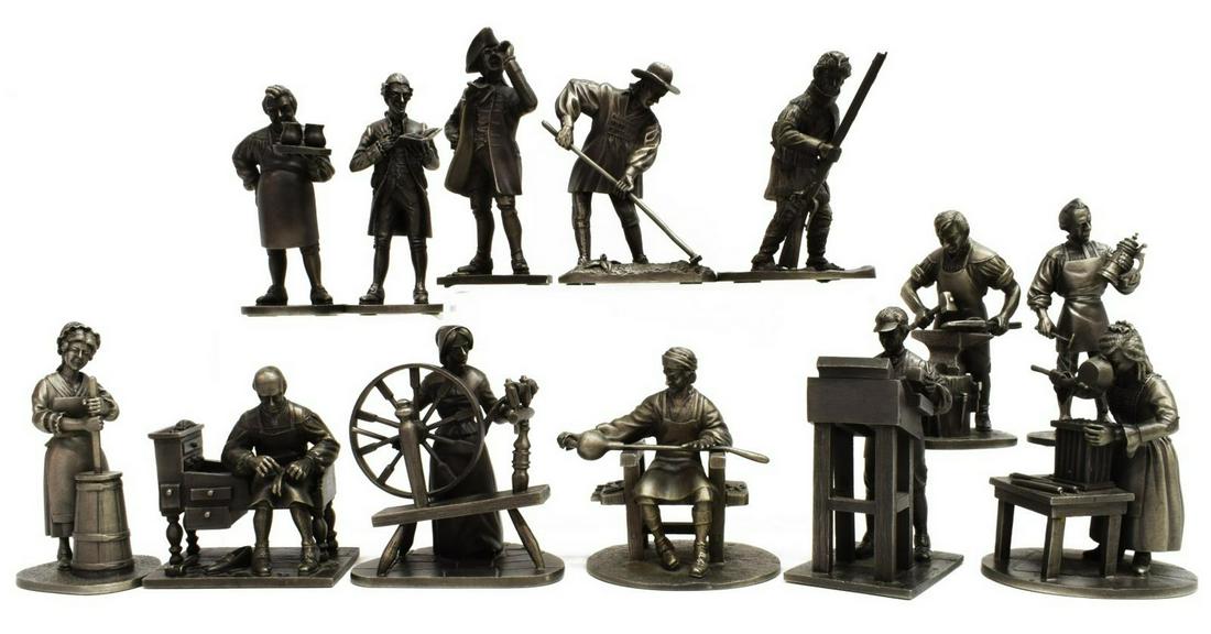 (LOT) FRANKLIN MINT PEWTER FIGURINES SET & KEY (1 of 7)