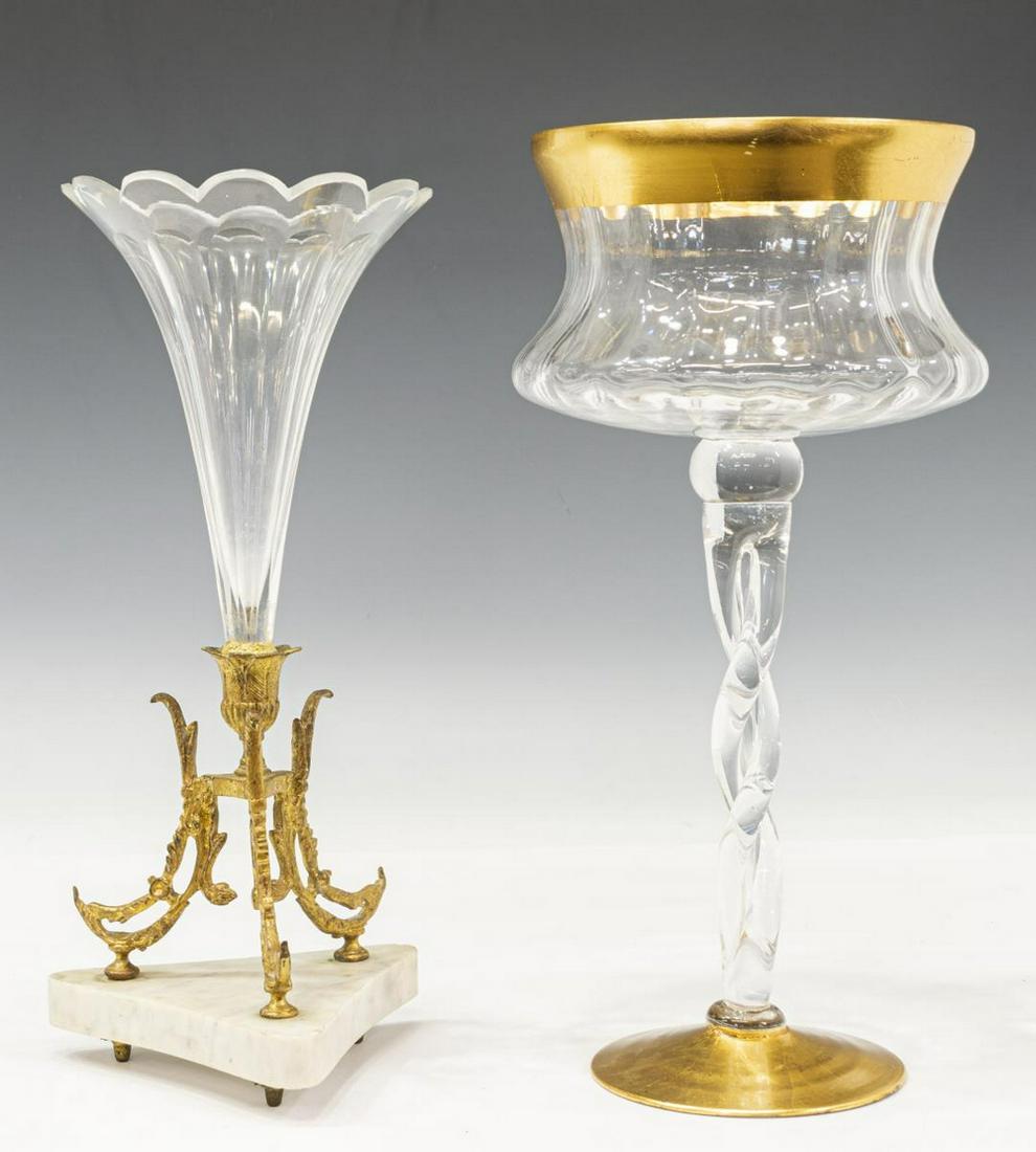 (2) COLORLESS GLASS EPERGNE & CENTERPIECE (1 of 1)