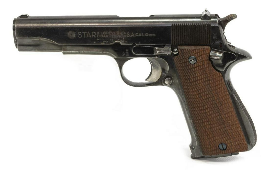 STAR ECHEVERRIA 9MM SEMI AUTOMATIC PISTOL: Star Bonifacio Echeverria, S.A single action semi-automatic pistol, 9mm caliber, 5" barrel, Star magazine, SN 283XXX Start Price: $150.00