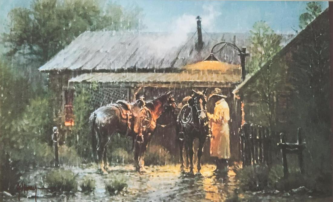 G. HARVEY, 'TEXAS RANCHER' PRINT: Framed print, "Texas Rancher," after Gerald Harvey (Texas, 1933-2017) Start Price: $60.00