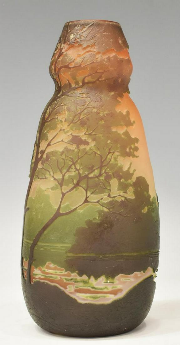 FRENCH LEGRAS FOREST LANDSCAPE CAMEO GLASS VASE (1 of 5)