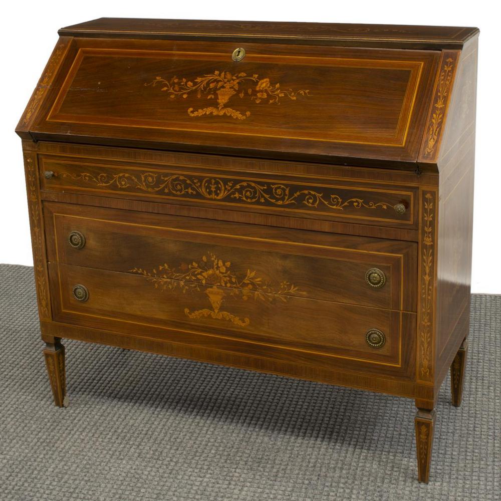 ITALIAN MAGGIOLINI STYLE MARQUETRY SECRETARY DESK (1 of 5)