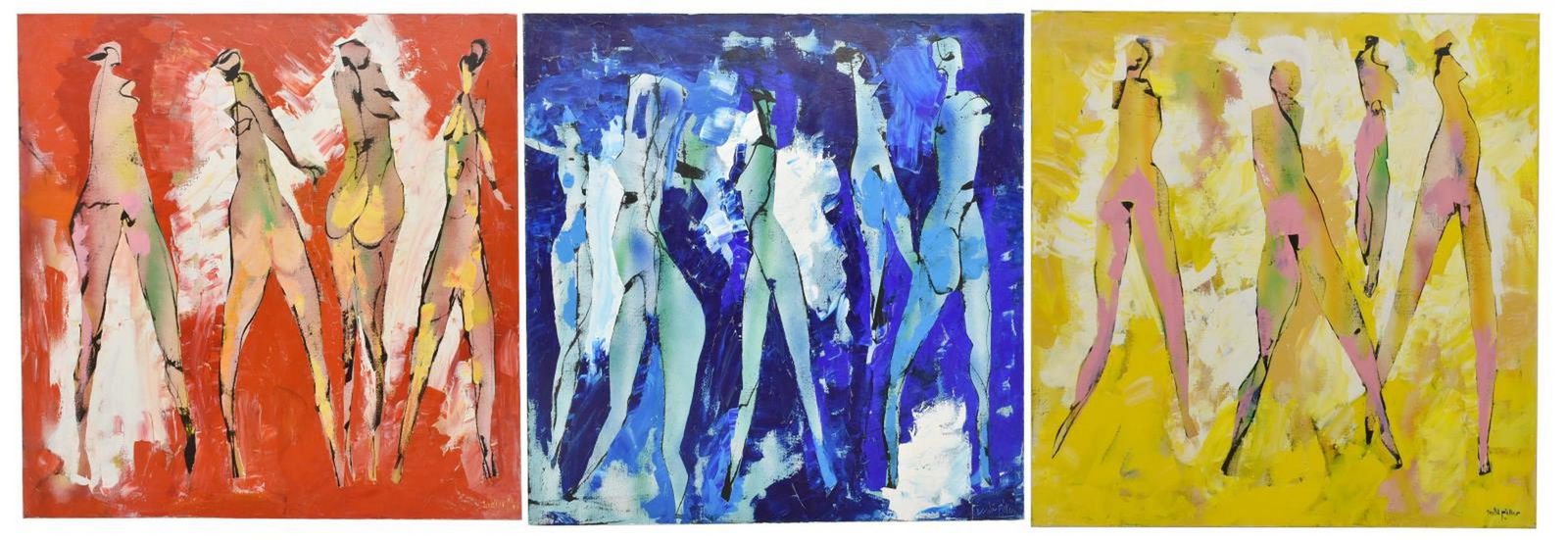 RUDI PILLEN (1931-2014) MODERN TRIPTYCH PAINTING (1 of 3)