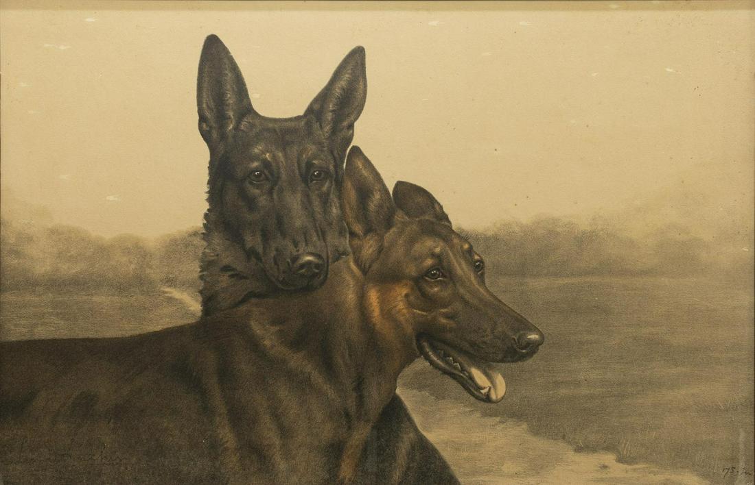 LEON DANCHIN (1887-1938) SHEPHERD DOGS PRINT (1 of 4)