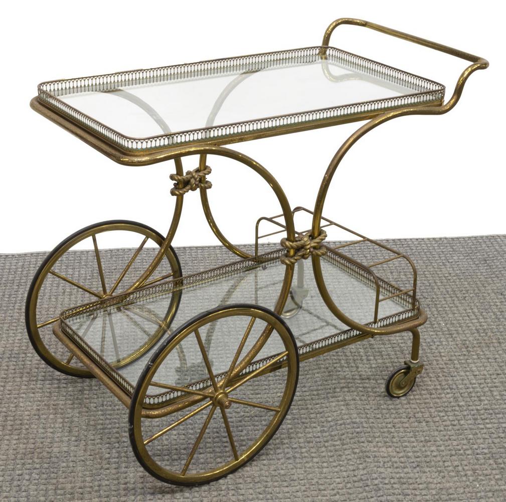 ITALIAN GILT METAL TWO-TIER SERVICE CART (1 of 2)