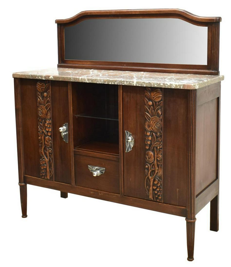 FRENCH ART DECO MARBLE-TOP MAHOGANY SIDEBOARD (1 of 6)
