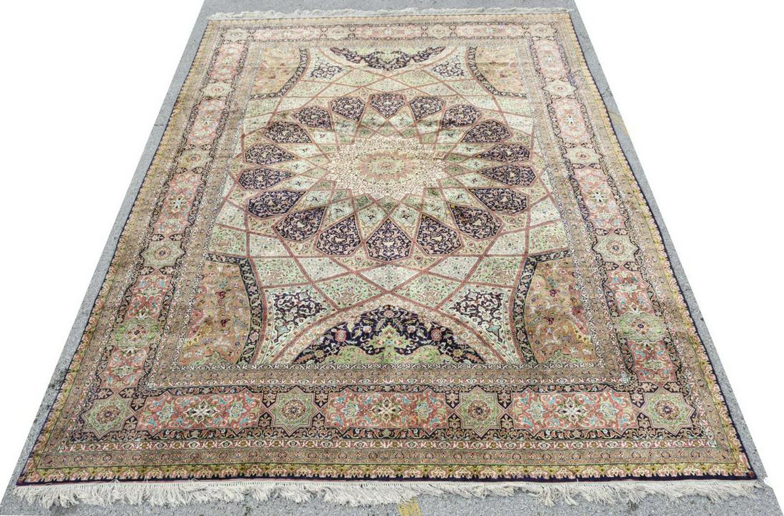 HAND-TIED PERSIAN QUM RUG, 16.54 (1 of 4)