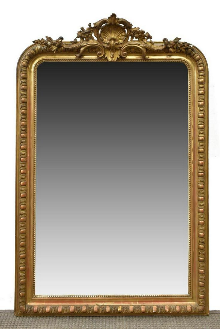 FRENCH LOUIS XV STYLE CARVED GILTWOOD MIRROR (1 of 3)