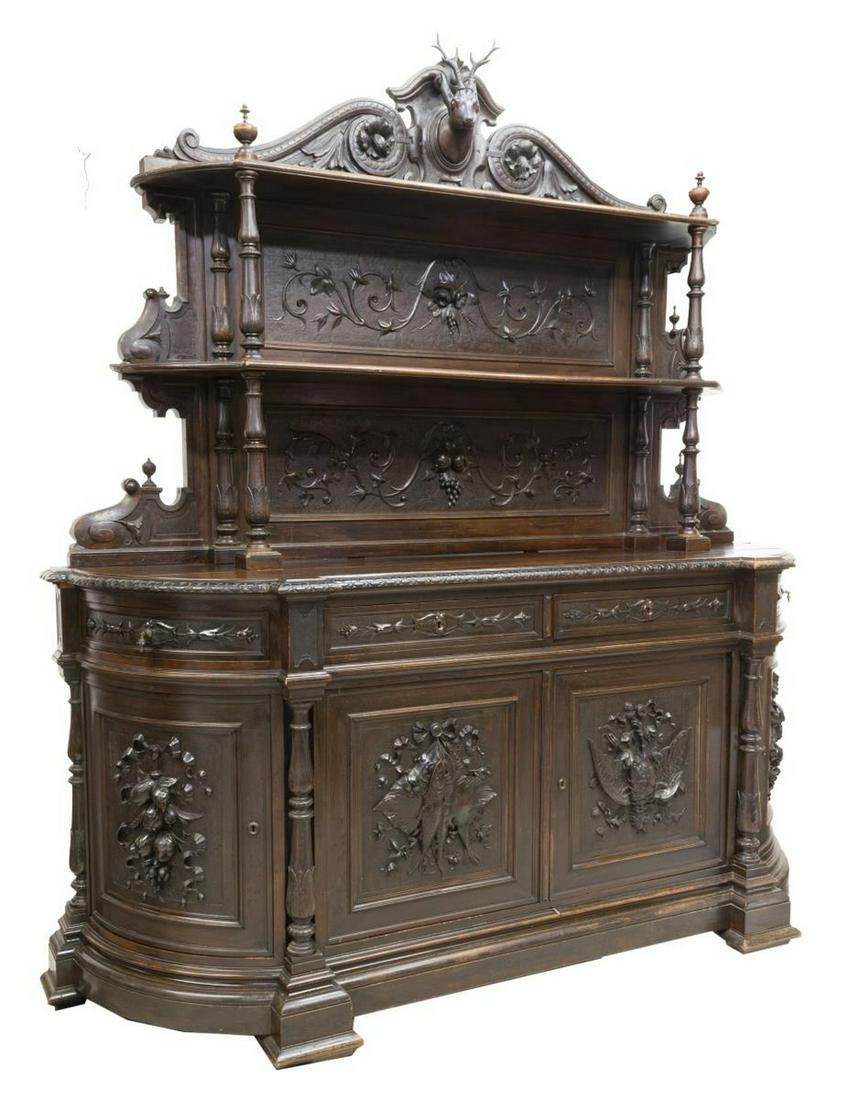 BLACK FOREST CARVED WALNUT SIDEBOARD, 19TH C (1 of 6)