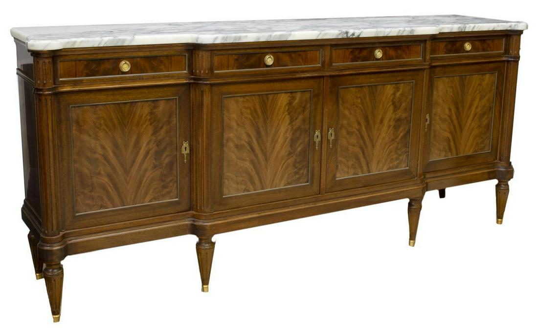 LOUIS XVI STYLE MARBLE TOP MAHOGANY SIDEBOARD (1 of 6)