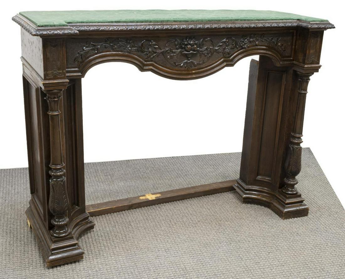 CONTINENTAL CARVED WALNUT FIREPLACE MANTEL (1 of 3)