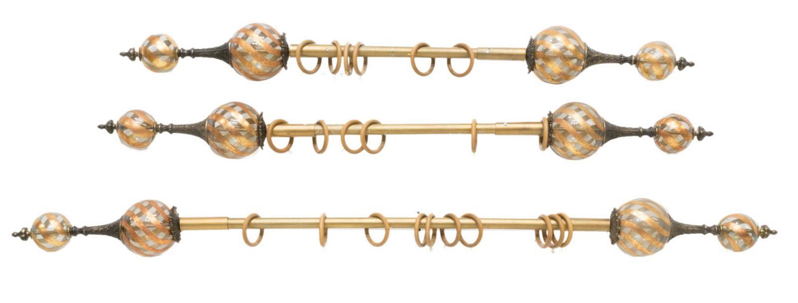 (3) ARCHITECTURAL CURTAIN RODS, PARCEL GILT GLASS (1 of 3)