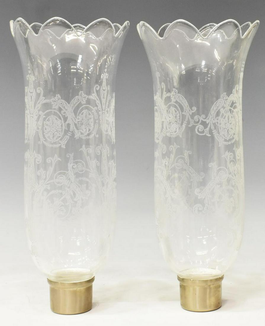 2) FRENCH BACCARAT ETCHED CRYSTAL HURRICANE SHADES (1 of 4)