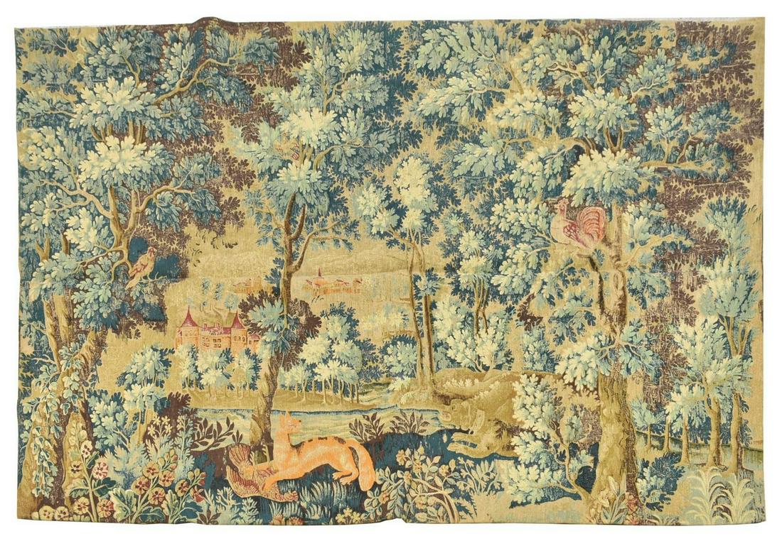 FRENCH SCREEN-PRINTED VERDURE TAPESTRY (1 of 3)