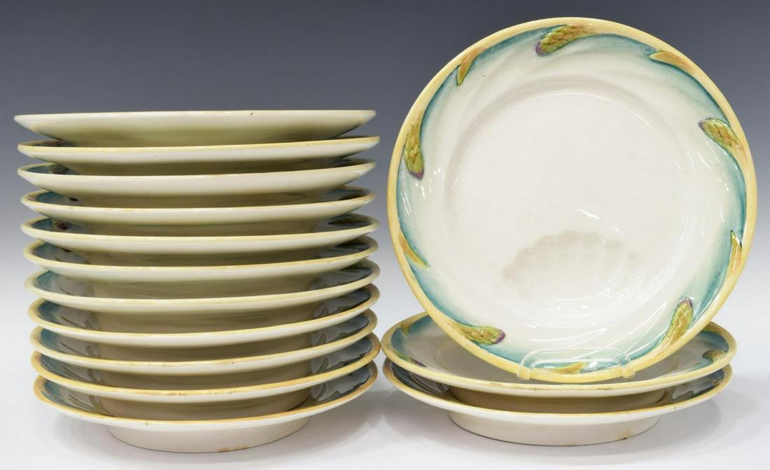 14) FRENCH SARREGUEMINES MAJOLICA ASPARAGUS PLATES (1 of 3)
